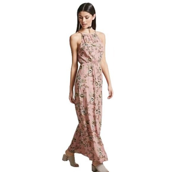 FOREVER 21 Floral High Neck Maxi‎ Dress Small NEW - Picture 1 of 8